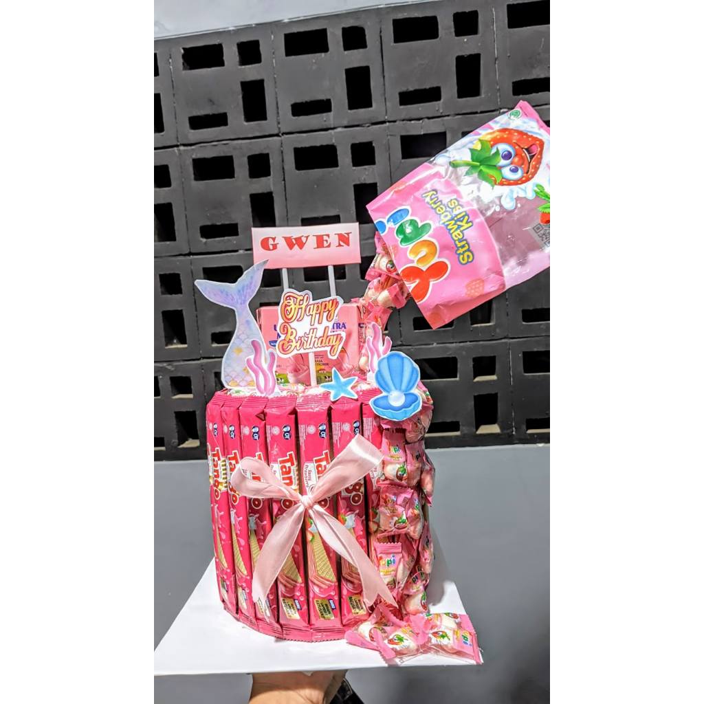 

Snack Tower - Snack Tart - Cake Snack Ultah - Snack Cake - Bucket Snack Birthday (Pink 2)