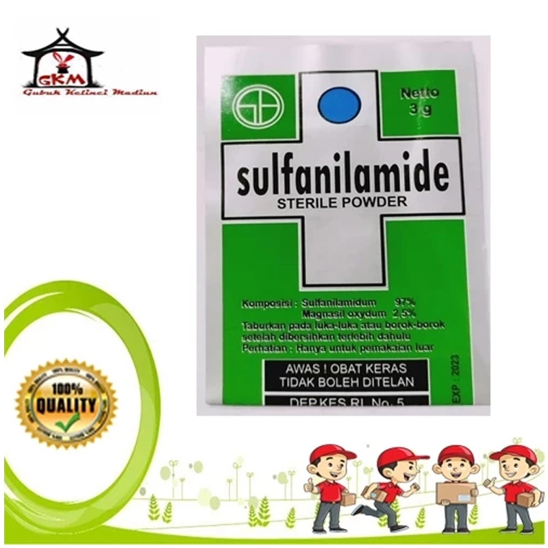 SULFANILAMIDE Obat Luka Basah Koreng Abses Borok Pengering Luka Kucing Kelinci Anjing