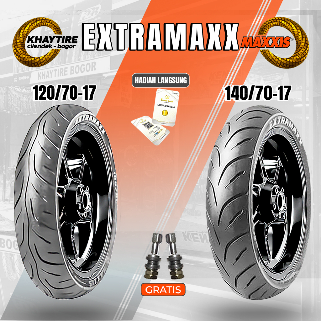 Sepasang Ban Motor Sport-Supermoto MAXXIS EXTRAMAXX 120/70 & 140/70 Ring 17 Tubeless