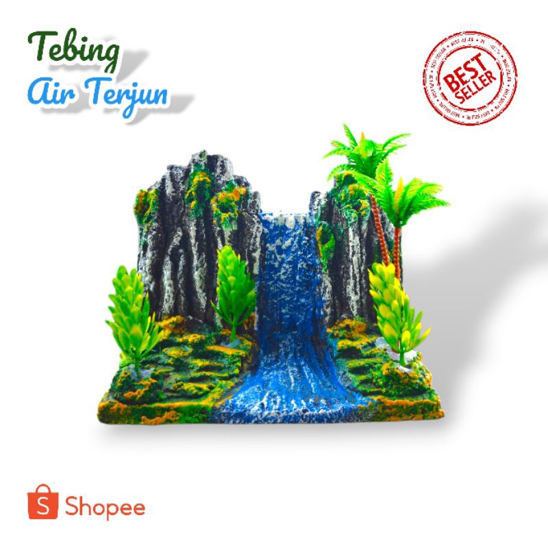 Hiasan Aquarium Aquascape Sintetis Tebing Air Terjun | Dekorasi Akuarium