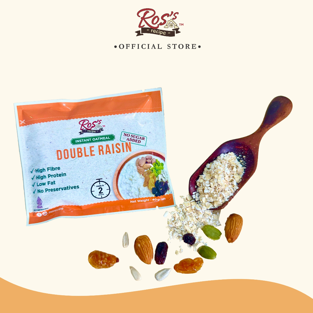 

Ros Recipe Instant Oatmeal Double Raisin 40gr (Tanpa Gula) (Single)