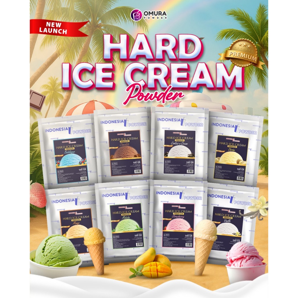 

[HARD ICE CREAM SERIES] Hard Ice Cream Powder / Bubuk Es Krim Premium Quality Rasa Aneka Rasa 250 Gr 500 Gr 1 Kg Omura Powder