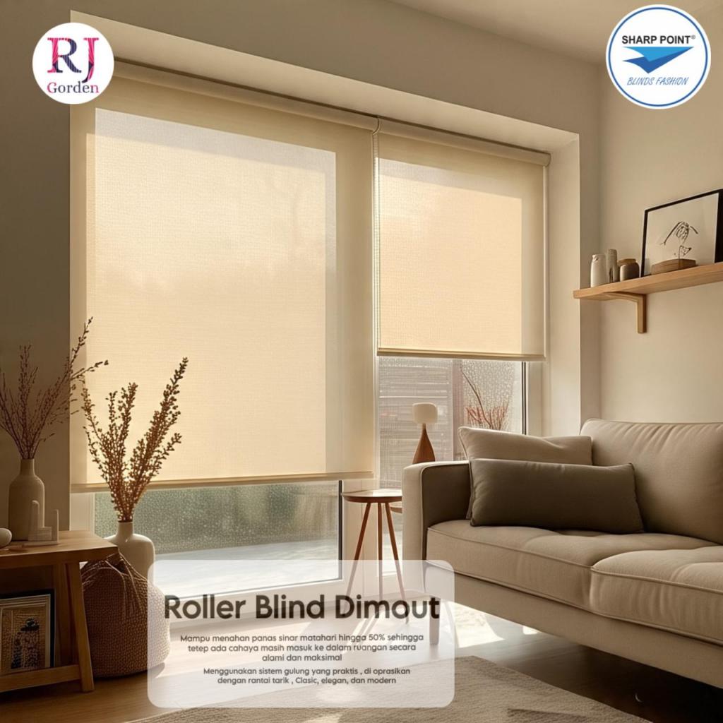Roller Blind / Tirai Gulung / Penutup Jendela DIMOUT ( Sharp Point )