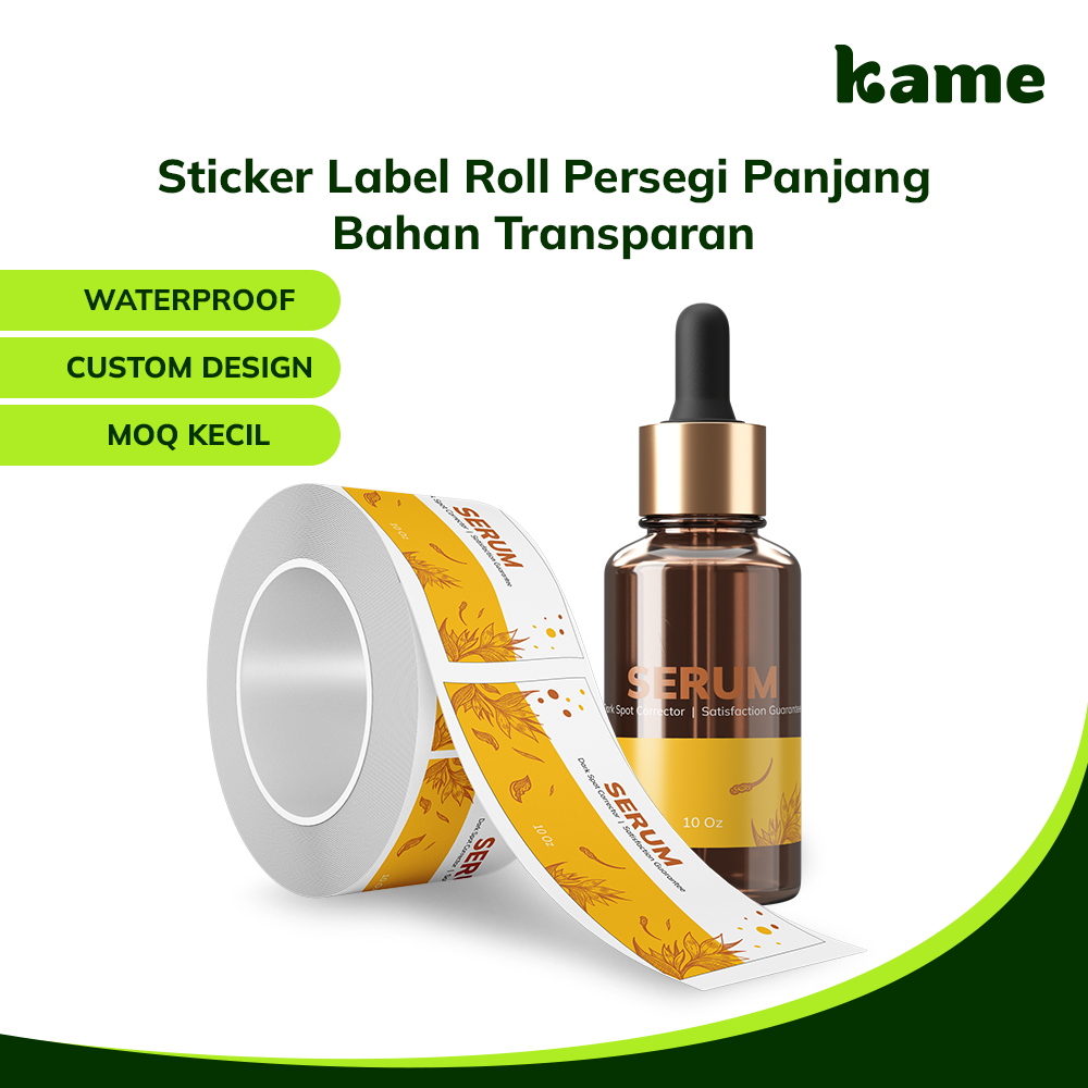 

Sticker Label Roll Persegi Panjang | Sticker Roll Custom | Bahan Transparan