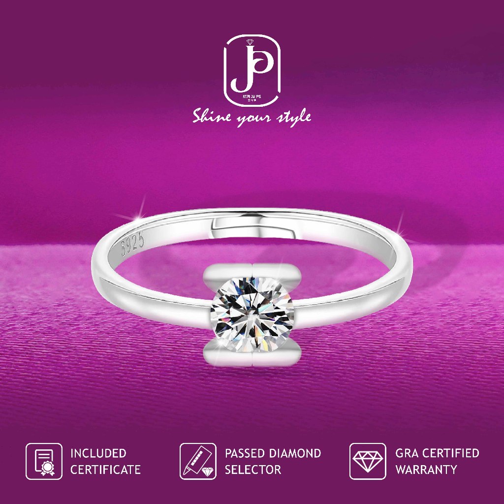 Kimjupe Cincin Wanita Diamond Moissanite Carren Silver 925 Gold Plated ORI Certificate cnm33