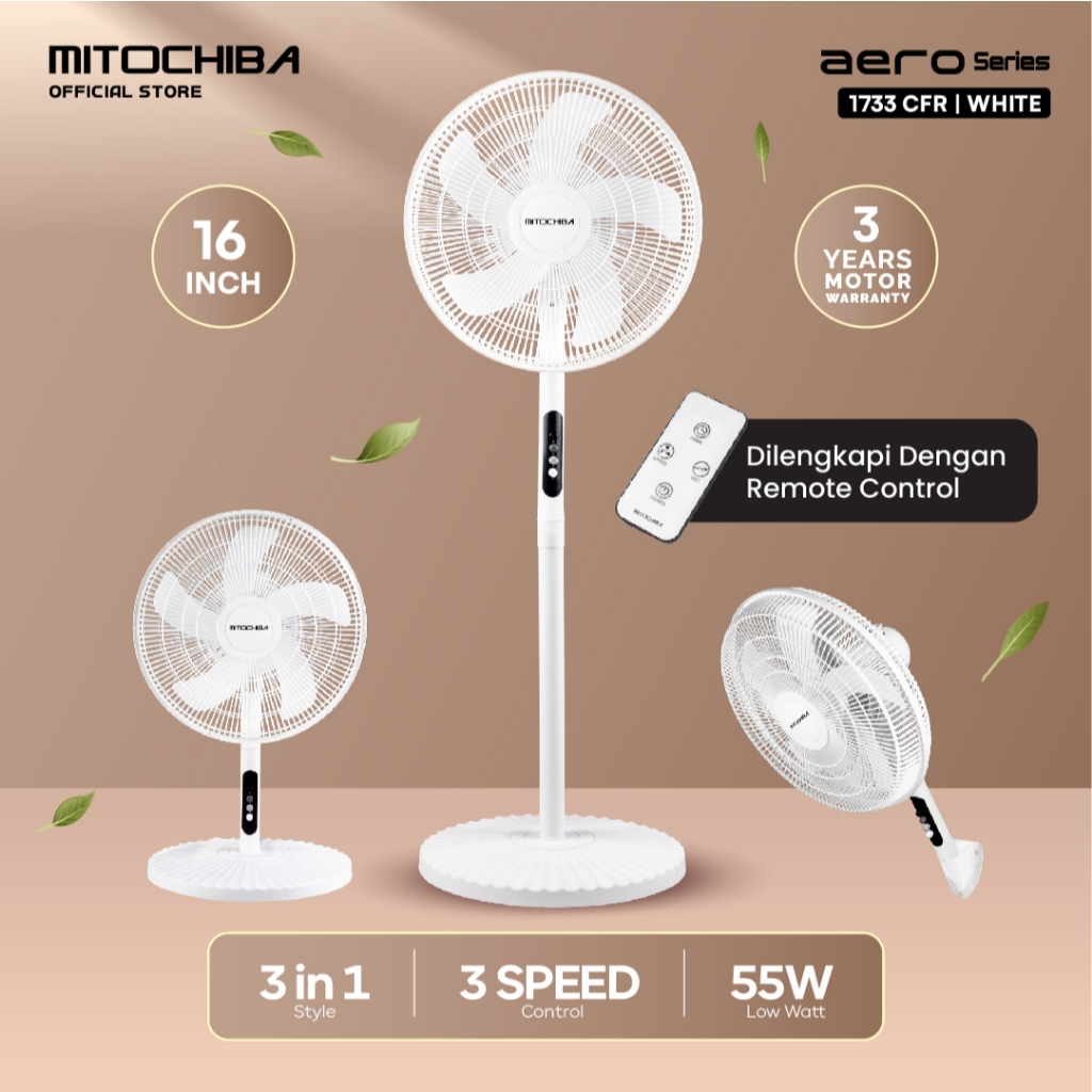 MITOCHIBA Kipas Angin Remote 3in1 Multifungsi 1733CFR 16 Inch AERO Series