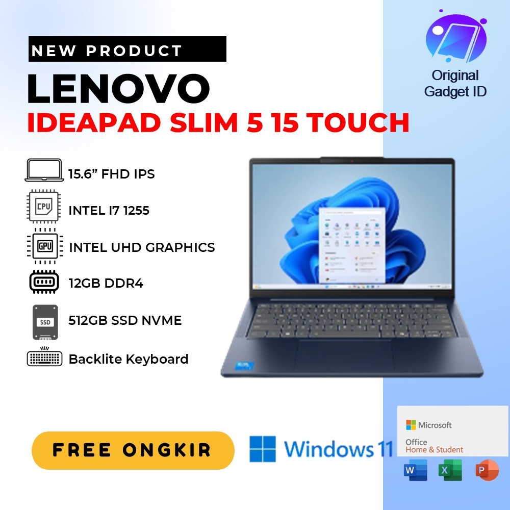 LENOVO IDEAPAD SLIM 5 15 TOUCH I7 1255 12GB 512GB SSD WIN11 15.6" FHD IPS