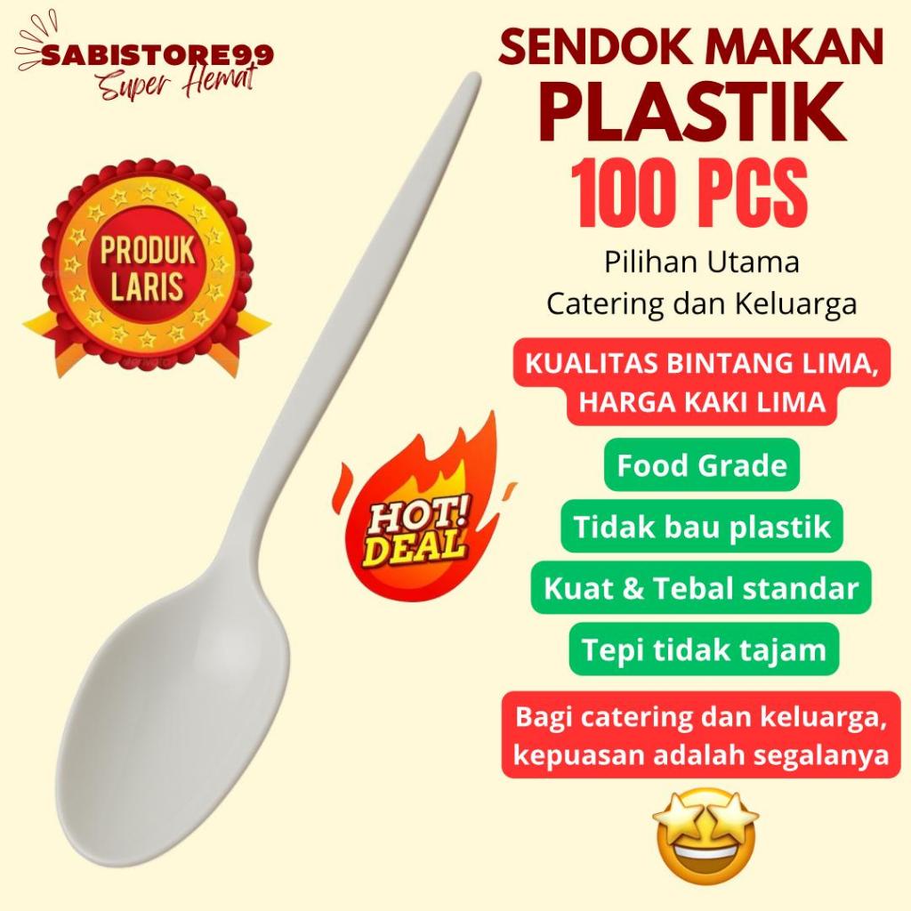 SENDOK PLASTIK 100pcs Sendok Makan Plastik Bening / Sendok Plastik Putih / Sendok Plastik Hitam