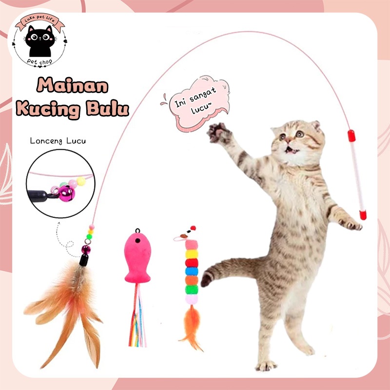 Mainan Kucing Tongkat Kucing Lucu Bulu Lonceng Tongkat Kucing Tongkat Bulu Mainan Kucing