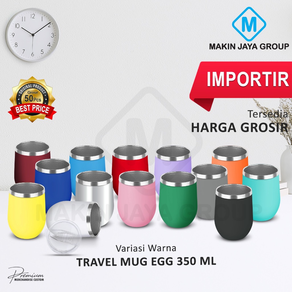 MUG TELUR EGG - mug kopi 350ml bulat stainless Vacuum premium tumbler MJG Tumbler importir Olive egg