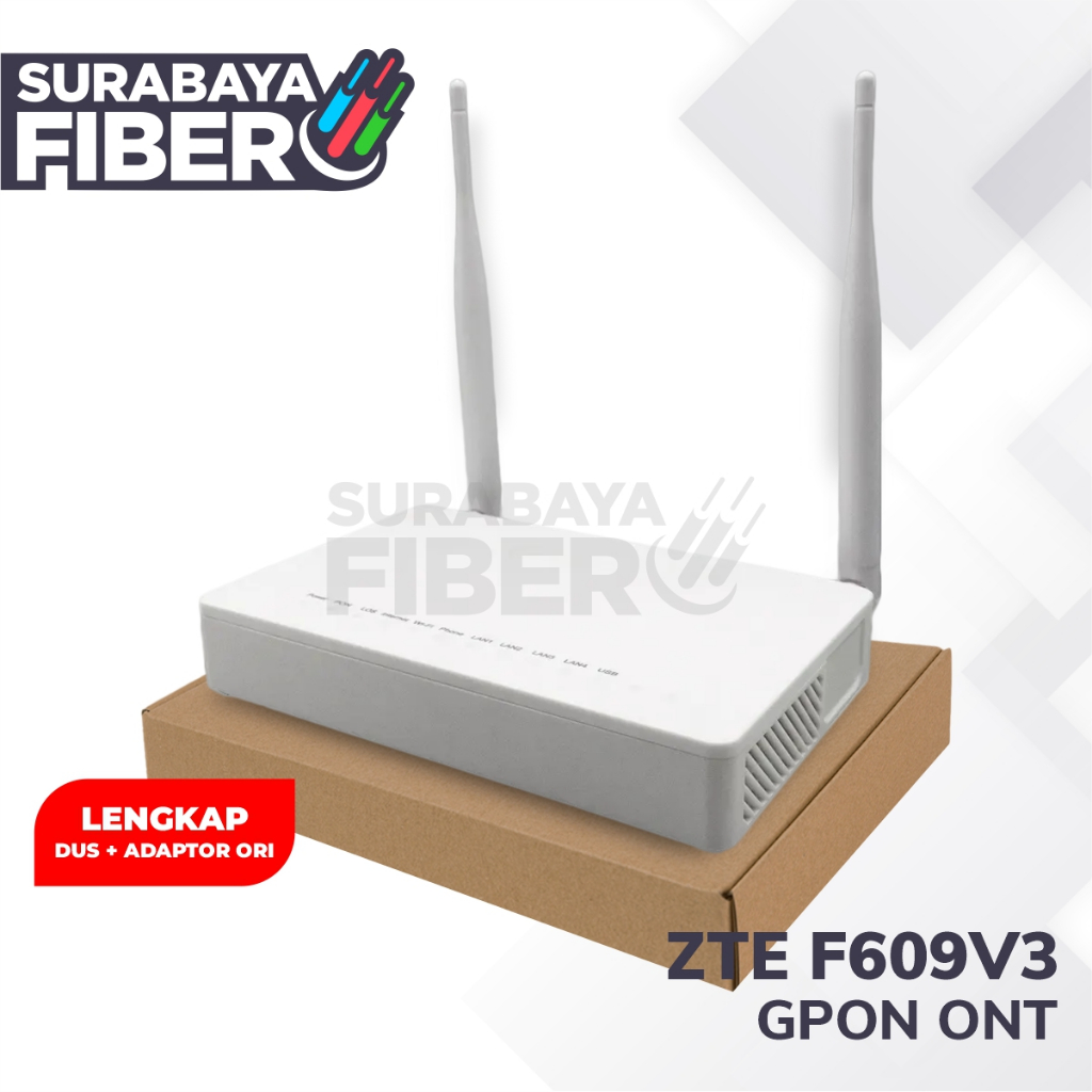 dayana_storee XPON ONU ZTE F609 V3 Unit Lengkap Dus + Adaptor Ori - Modem Router ONT GPON / XPON -