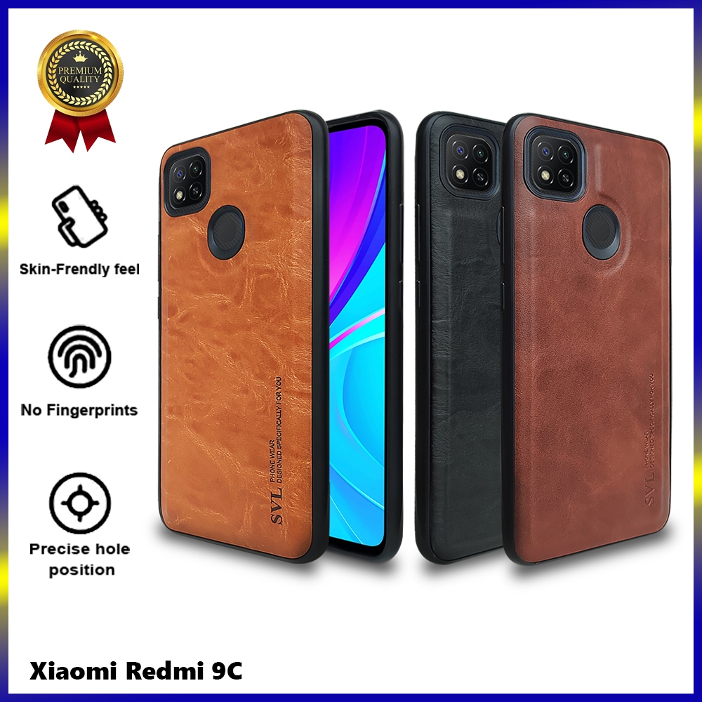 [ CUCI GUDANG ] Casing Hp Xiaomi Redmi 9C  Case SVL Leather Casing Slim Softcase Kulit