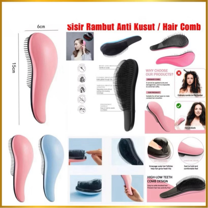 Sisir Hair Comb Detangler Sisir Rambut Anti Kusut Protection Hair Brush Anti Kusut Serbaguna