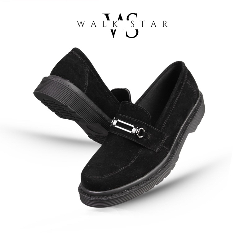 Sepatu Pria Penny Loafers Bahan Suede Hitam Dengan Gesper Size 38 - 44 by WalkStar