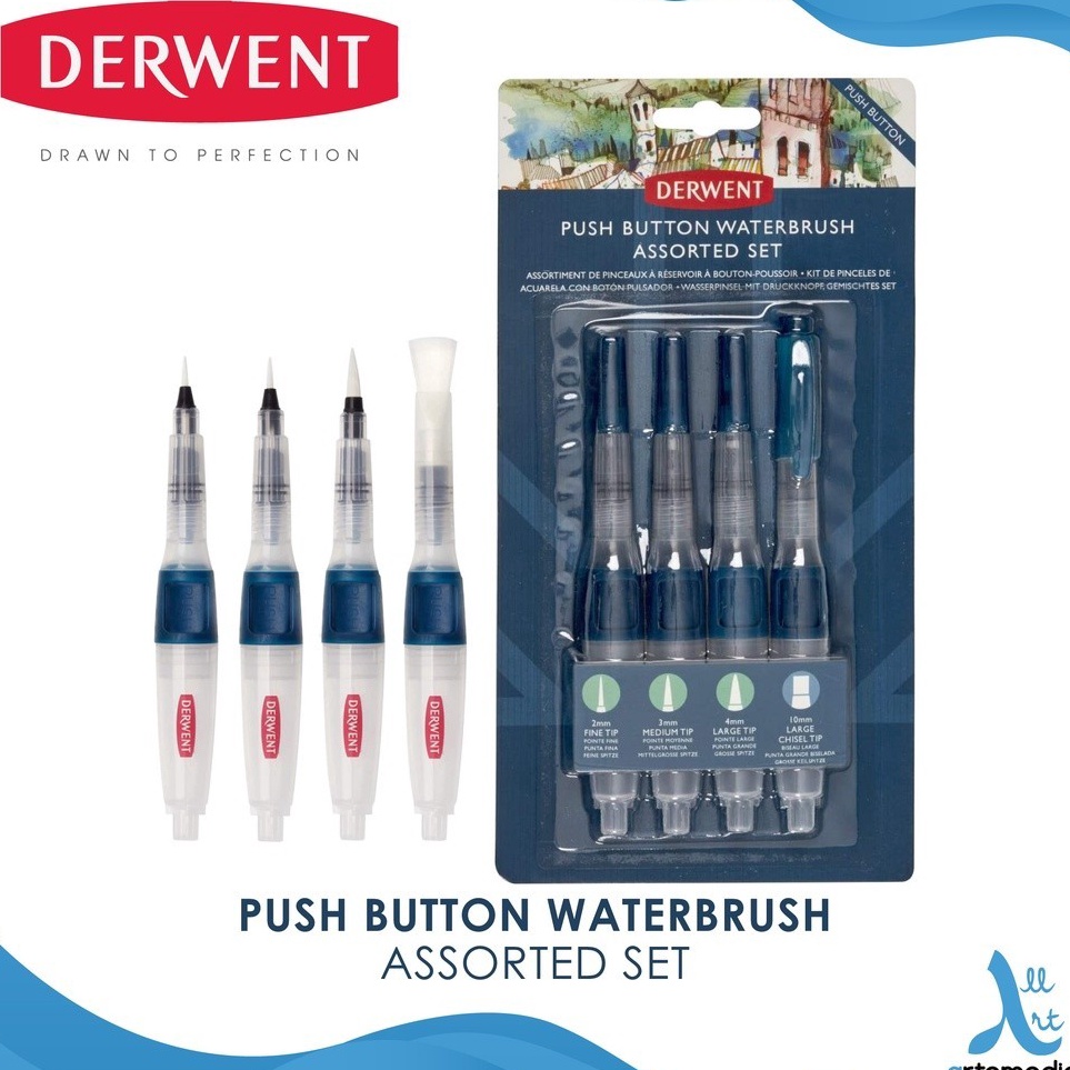 

KODE U59E Derwent Push Button Water Brush Assorted Set Kuas Lukis