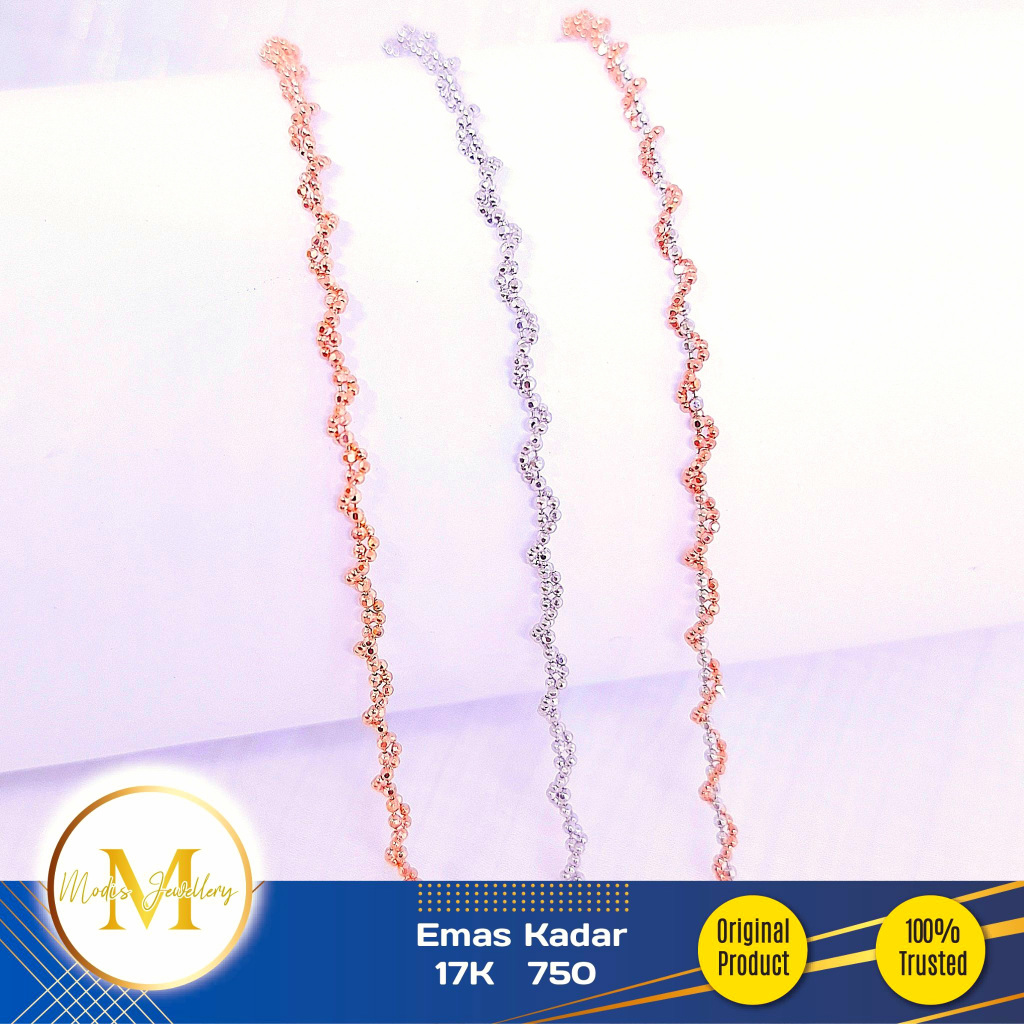 MODIS JEWELLERY - Gelang Italy Biji Lada Lilit Putih Rosegold - Emas 17k 750