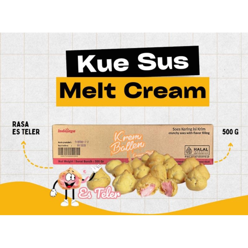 

Kue Soes Kering isi Krim Rasa Es TeLer kemasan 500gr