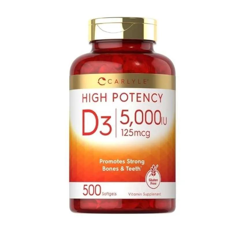 Carlyle High D3 5000IU 125mcg D 3 5000 IU 125 mcg 500 softgels softgel Original