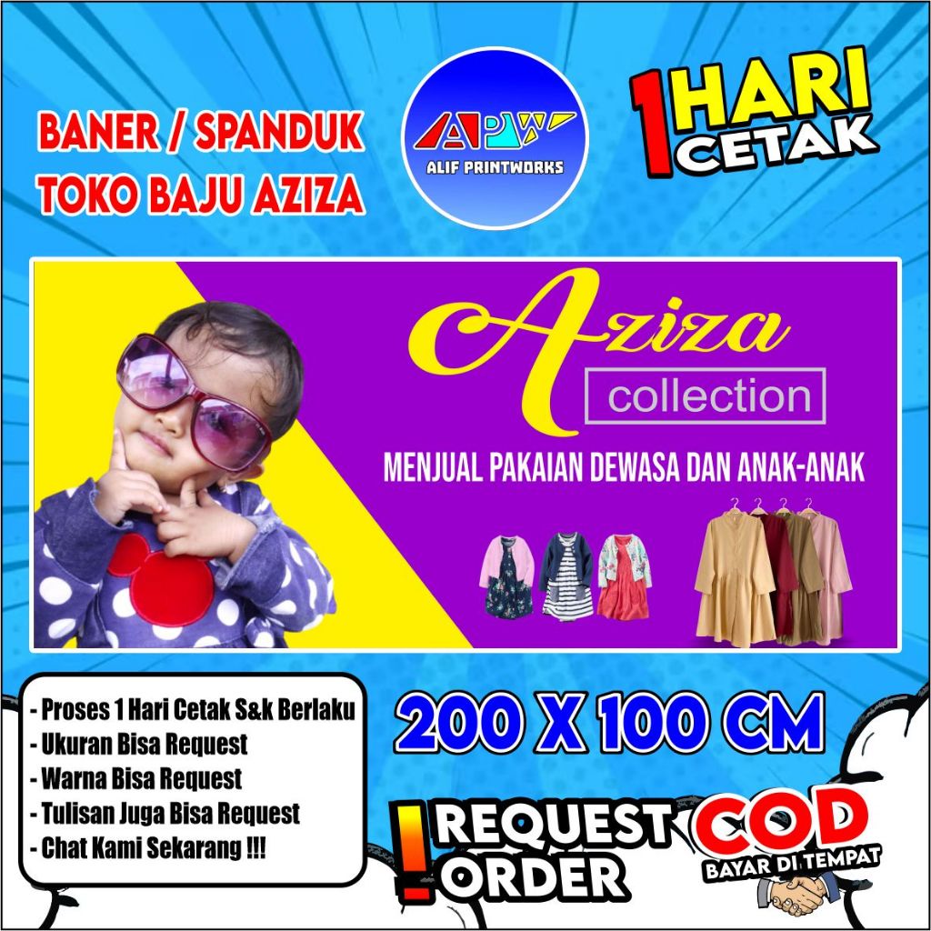 Spanduk Baju / Baner Toko Baju 200x100 cm