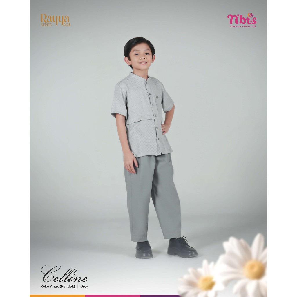 NIBRAS KOKO ANAK CELLINE GREY / KOKO ANAK NIBRAS CELLINE / KOKO ANAK SET CELANA / BUSANA MUSLIM ANAK