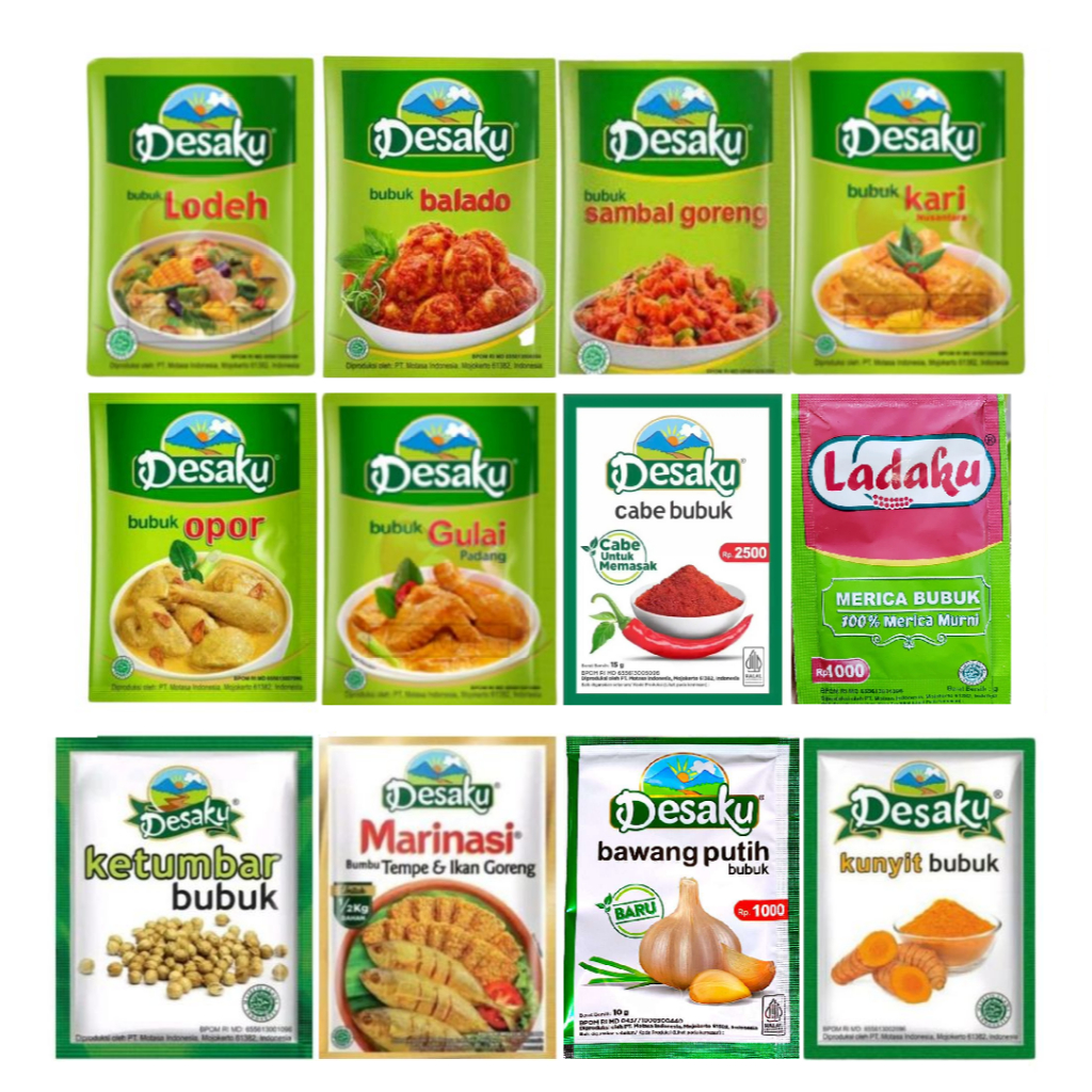 

Desaku Bumbu Sachet Ketumbar Bawang Putih Marinasi Kunyit Cabe Bubuk Opor