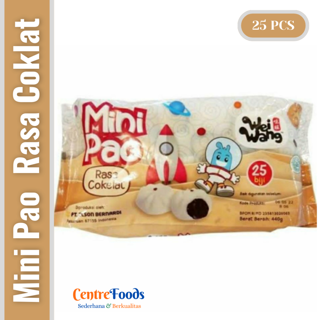

Mini Pao Rasa Cokelat - WEI WANG | Isi 25 Pcs - 440gr [ Harga Per BKS ]