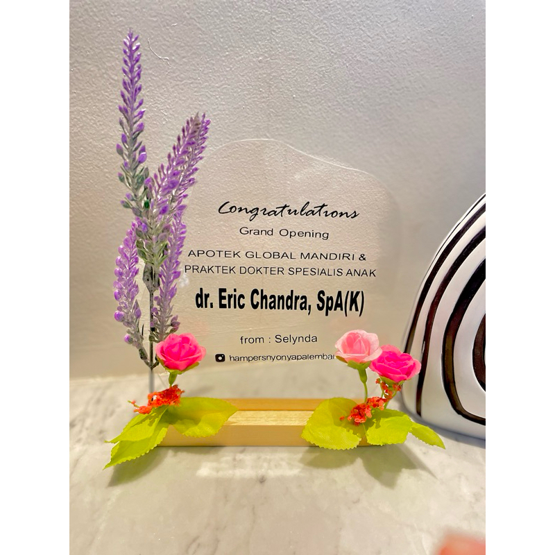 Akrilik papan bunga mini opening hadiah ucapan congratulation pembukaan peresmian