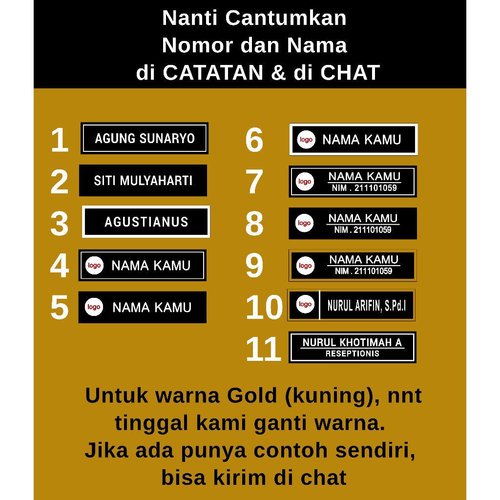 

Name Tag Express (Besok Kirim)