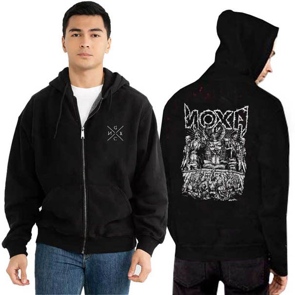 Zipper Hoodie Noxa Hukum Keadilan Hoodie Ritsleting Unisex Bahan Black Cotton Fleece | Size M L XL X