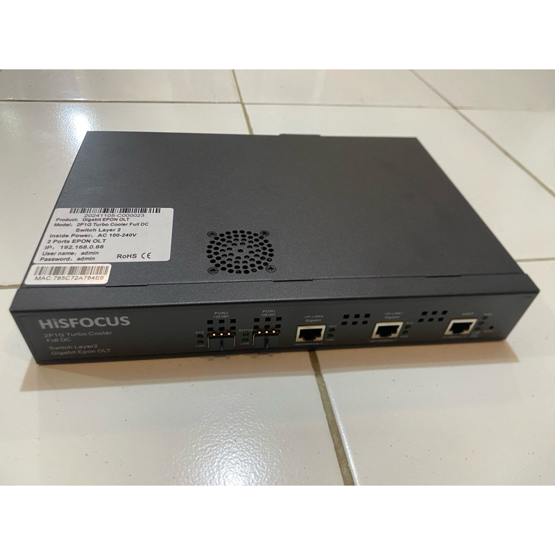 OLT HISFOCUS Gigabit Epon 128client 2P1G Turbo Cooler Full DC