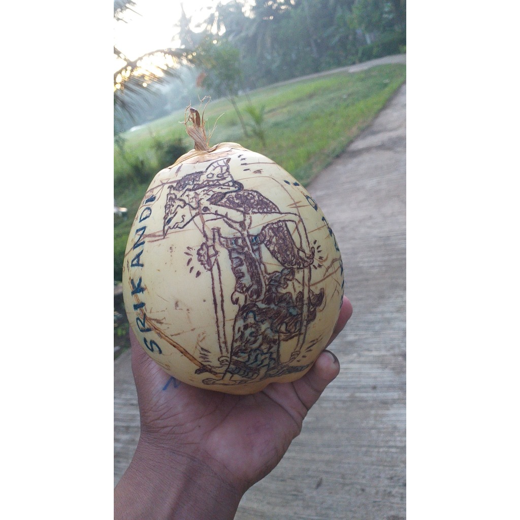 kelapa gading lukisan wayang