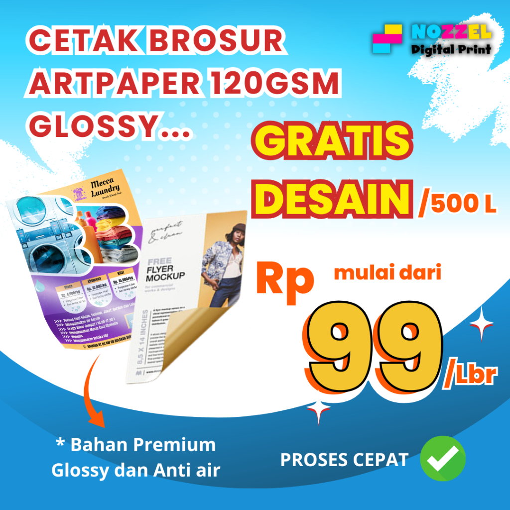 

CETAK BROSUR MURAH GRATIS DESAIN | BAHAN ART PAPER 120 GSM FULL COLOR