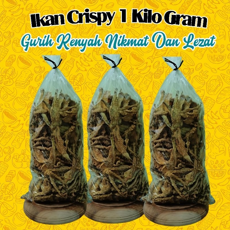

Ikan Crispy 1Kilo Gram Original Kualitas Super Cemilan Snack Keripik Ikan Crispy Gurih Kriuk Renyah