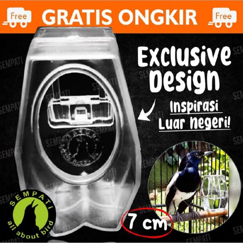 CEPUK WADAH PAKAN MINUM BURUNG BENTUK FULL KOTAK PLASTIK TRANSPARAN ANTI TUMPAH SEMPATI LOVEBIRD MUR