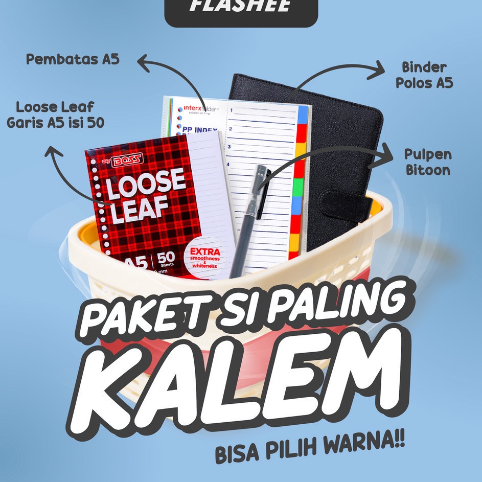 

Terjangkau Flashee Binder Paket Sekolah Set 4IN1 Paket Binder Kampus Kuliah Sudah Termasuk Buku Tulis