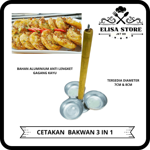 Cetakan Bakwan isi 3 Alat Cetakan Gorengan Bakwan Bahan Aluminium Anti lengket Gagang Kayu