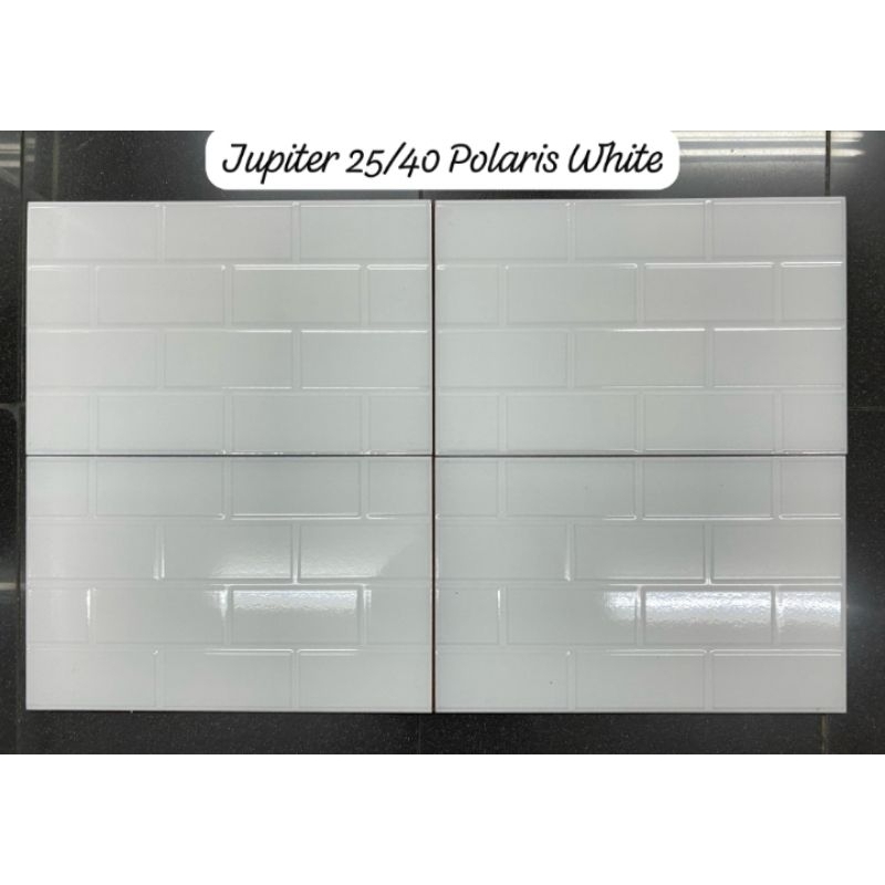 keramik dinding 25x40 bata putih glossy timbul jupiter polaris white