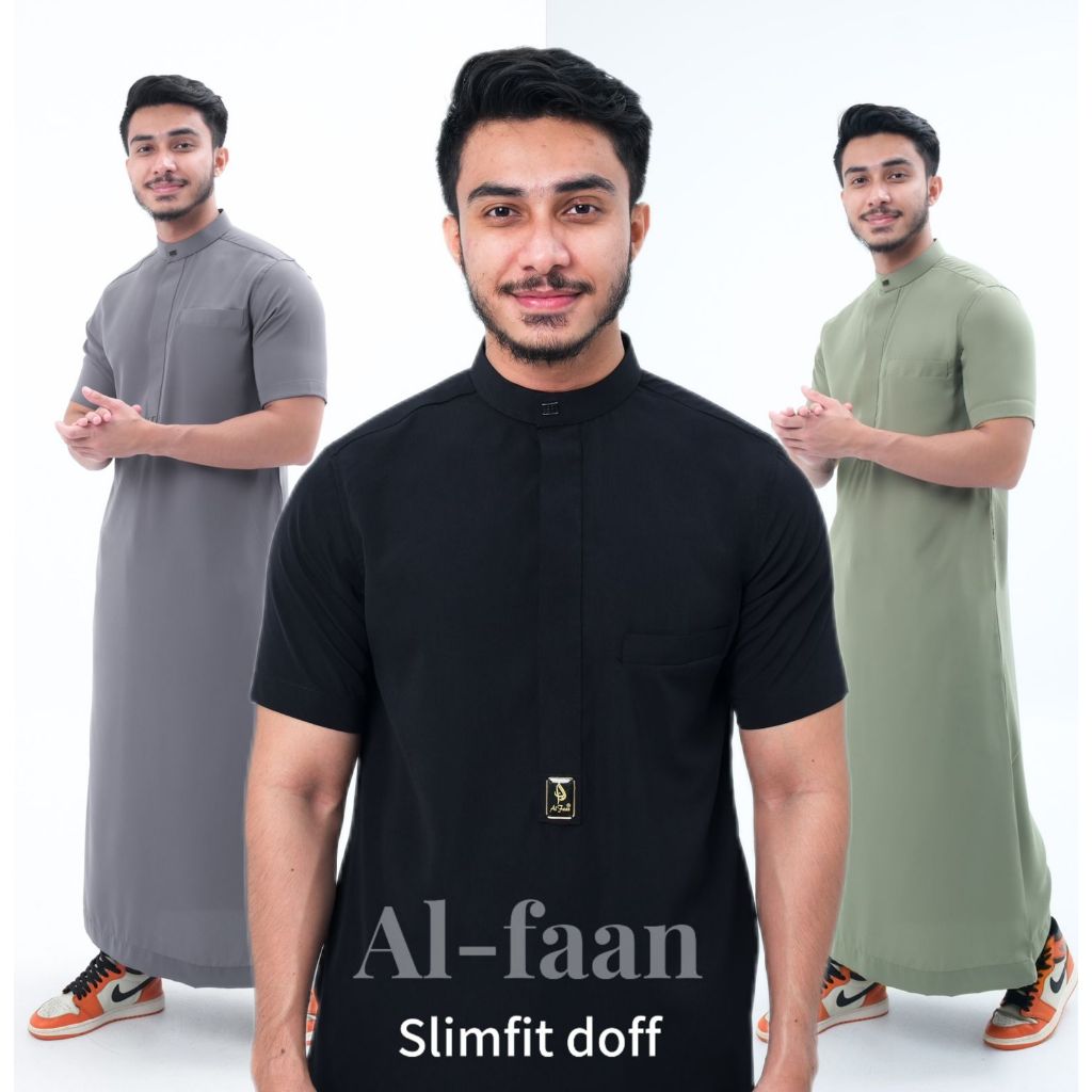 Jubah pria slimfit pendek gamis pria jubah muslim pria lengan pendek jubba alfaan alzan gamis jubah 