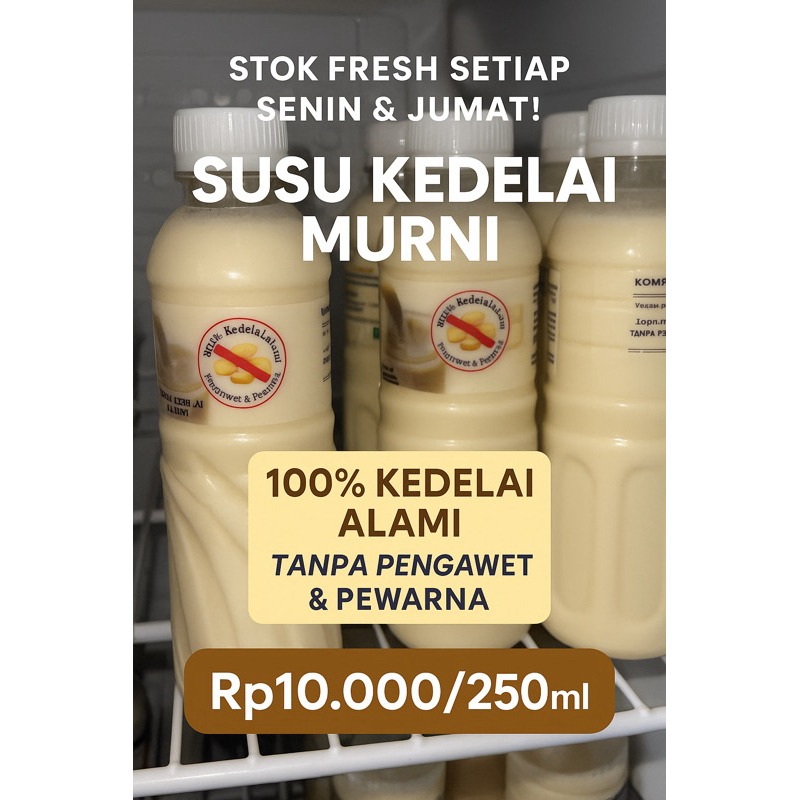 

Susu Kedelai 500ml Tanpa pengawet(dalam kota)