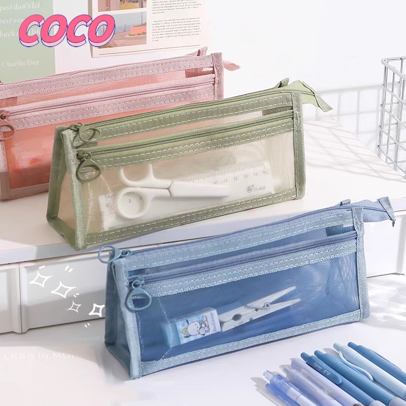 

Tempat Pensil Transparan Tas Pensil Dua Lapisan Dengan Resleting Kotak Pensil Sekolah Kantor Tas Alat Tulis Transparan Berkapasitas Besar