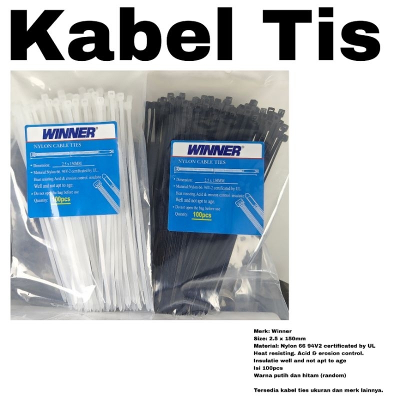 

Kabel Ties Winner Nylon Cable Tie 2.5 x 150mm Tis 100pcs