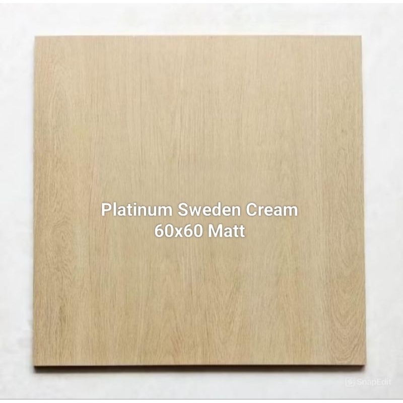 Keramik Ubin Lantai Ukuran 60x60 Teras Motif Kayu Matt Platinum Sweden Cream