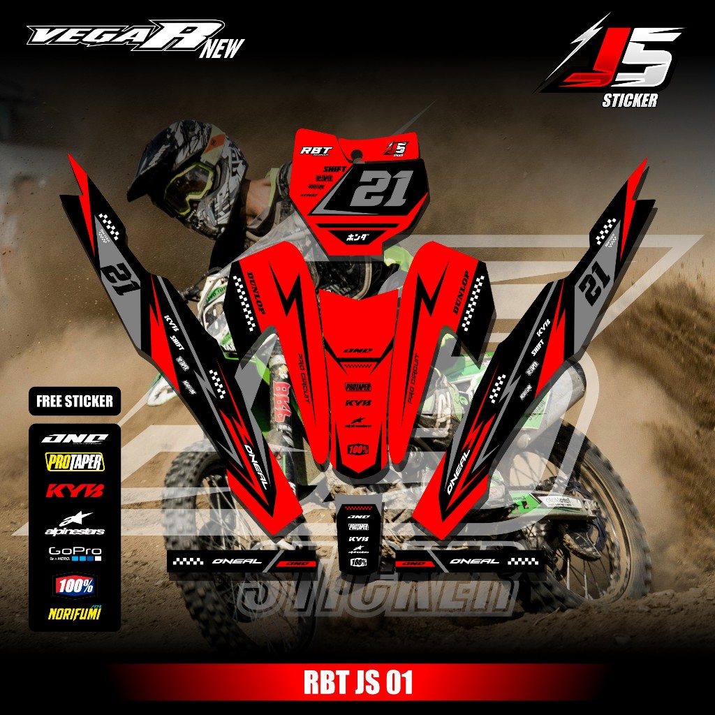 Sticker RBT/GTX VEGA R NEW Stiker Striping Motor RBT Bebek Modif Terbaru SUPERMOTO YZ CRF KLX KX KTM
