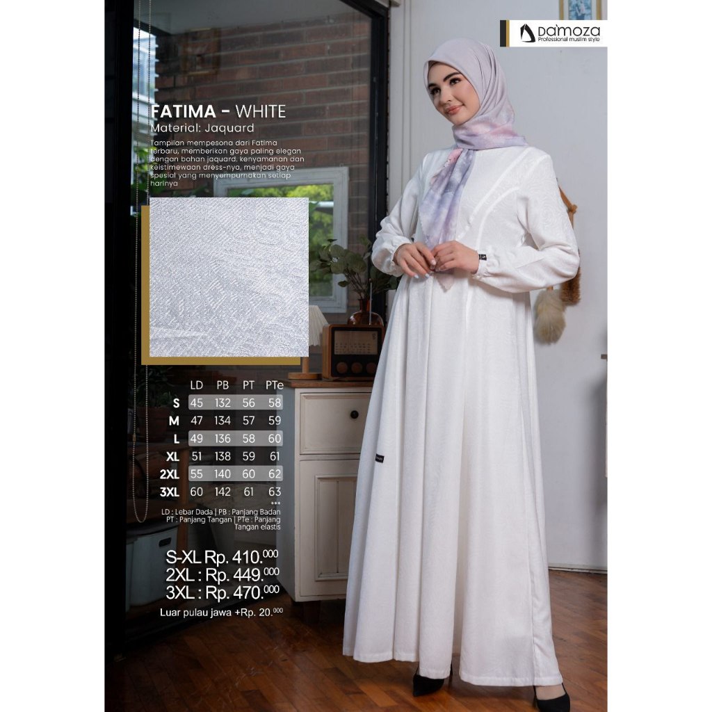 TERBARU BESTSELLER DAMOZA FATIMA White JAQUARD  ORIGINAL I COD I BEKASI 2025