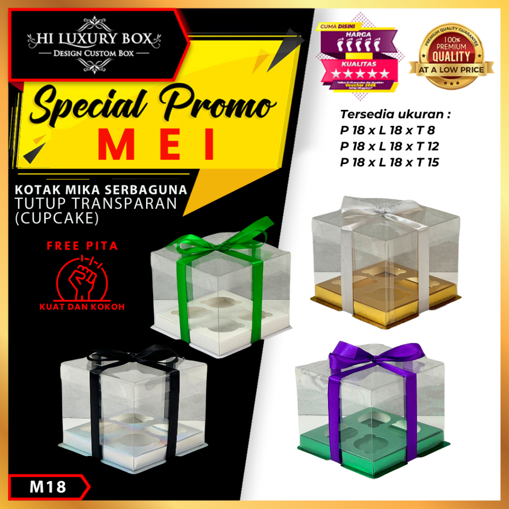 

Box Mika / Kotak Kue Mika / Box Cupcake + Tatakan / Packaging Mika /M18