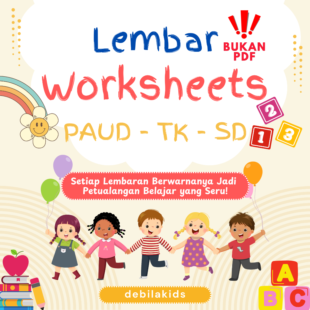 

Worksheet - Lembar Kerja Berwarna untuk Anak Paud TK SD > BUKAN PDF < Kertas Ukuran A5 Tebal 80 gsm