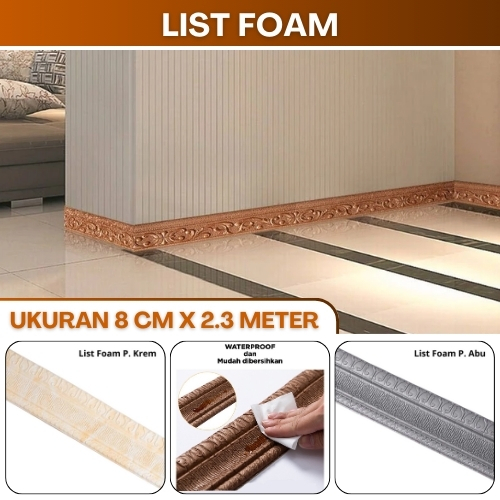 Wallpaper Sticker Dinding List 3D Foam Hitam Wall Moulding Plafon Atas Rumah Aesthetic Waterproof