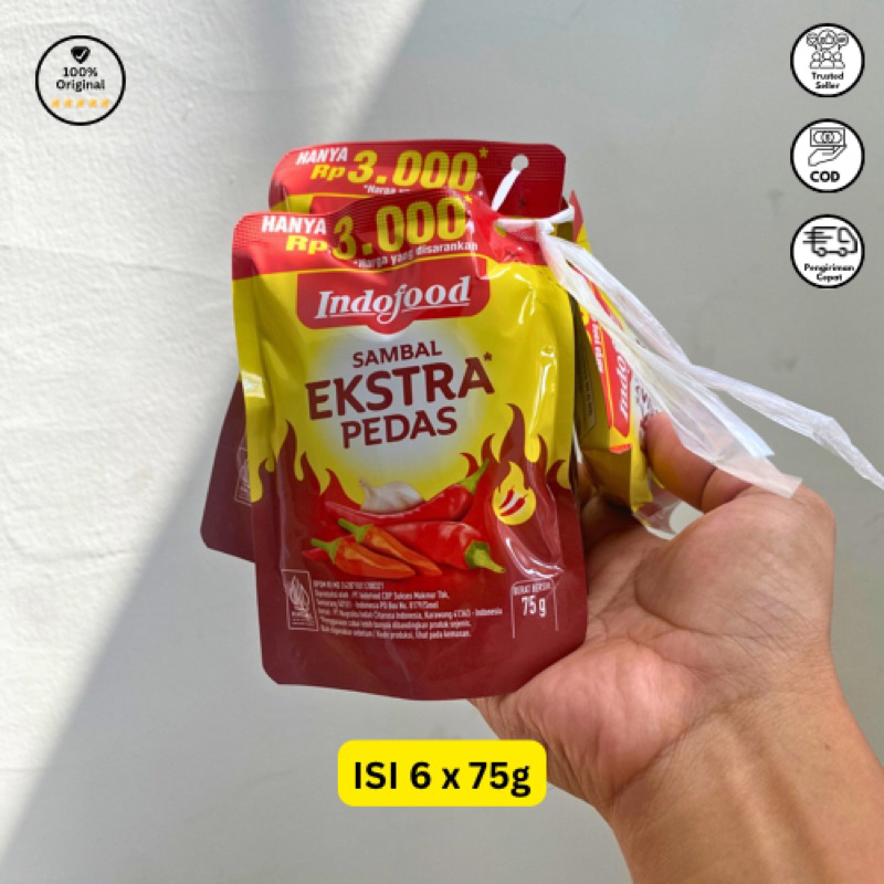 

Isi 6pcs - Sambal Indofood Ekstra Pedas 6x75g