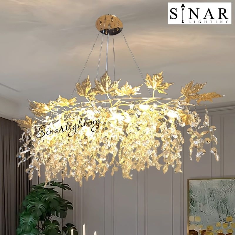 Lampu gantung Modern Gold ranting panjang 120 cm SD209