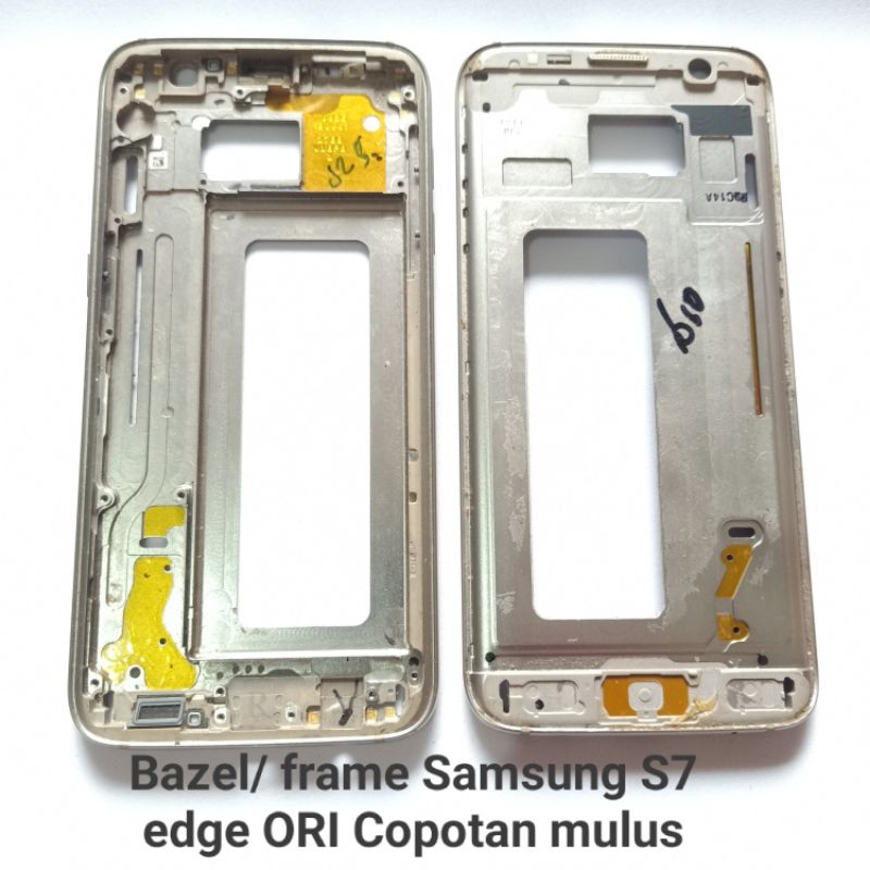 Bazel tulang tengah/ tatakan lcd Samsung S7 edge G935F ORI Copotan Bazel bagus warna silver/ gold